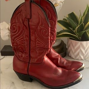 RED Authentic Leather Cowgirl/Cowboy Boots